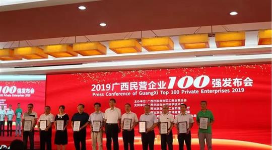 喜報！廣西裕達(dá)控股集團(tuán)榮獲“2019年廣西民營企業(yè)” 第25強(qiáng)
